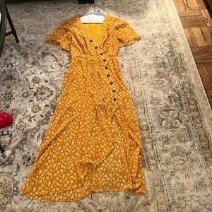 Yellow midi fall Lulus Dress XS